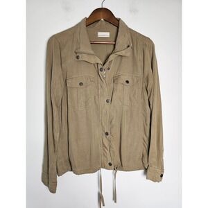 Utilitycore Becool Tencel Military Jacket Womens S Khaki Tan Drawstring 31502